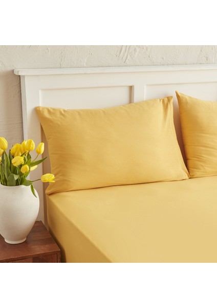 Motto Penye Fitted Tek Kişilik Çarşaf 100 x 200+30 cm Hardal