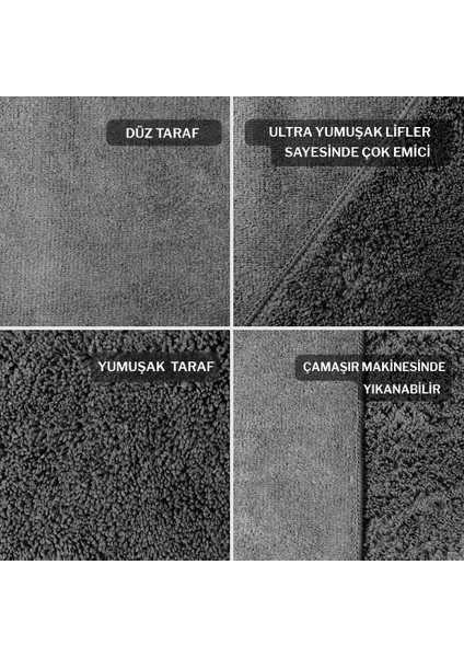 Mikrofiber Çift Yüzlü Oto Kurulama Havlusu 50×70 440GSM – Antrasit modelleri