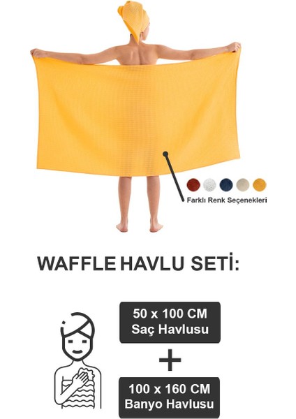 Waffle Banyo Havlu Seti Sarı