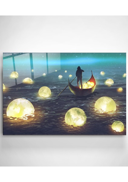 Yüzen Işık Küreleri Cam Tablo, Dekoratif Cam Tablo