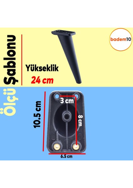 Regnum Lüks Mobilya Kanepe Sehpa Tv Ünitesi Koltuk Ayağı 24 cm Siyah Baza Ayak