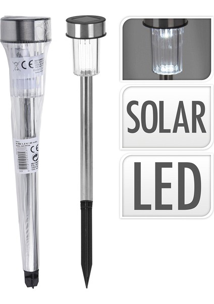 Safir Light Paslanmaz Çelik Ledli Solar Bahçe Aydınlatması - Krom