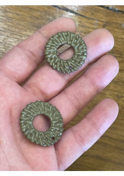 3 cm Çap 2 Adet Halka Kabartma Kolye Ucu Küpe Ucu Takı Malzemesi