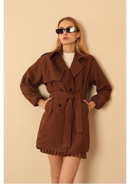 Jakar Kumaş Soğan Desen Kadın Trench-Kahve fiyatları