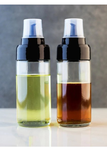 2'Li Set Cam Yağdanlık Sirkelik Sosluk Sızdırmaz Akıllı Kapak 245 Ml