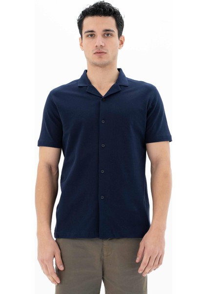 Erkek % 100 Pamuk Penye Pike Regular Fit Polo Yaka Gömlek Y25374351101