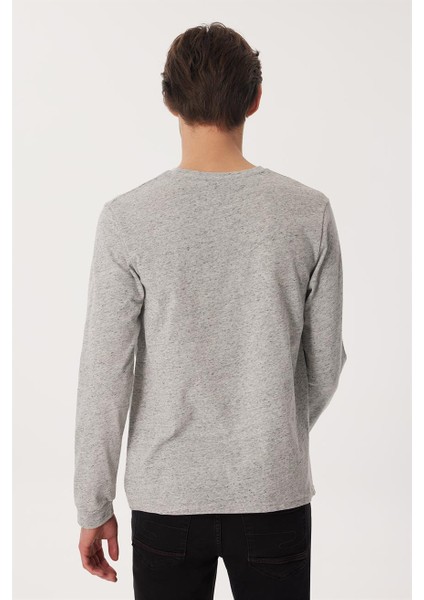 James Erkek %100 Pamuk O Yaka Uzun Kol T-Shirt K. Gri modelleri