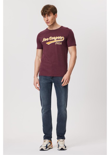 Hardy Erkek O Yaka T-Shirt Mürdüm