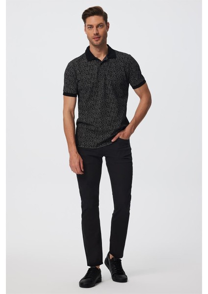 Jaquard Erkek Polo Yaka T-Shirt Siyah fiyatları