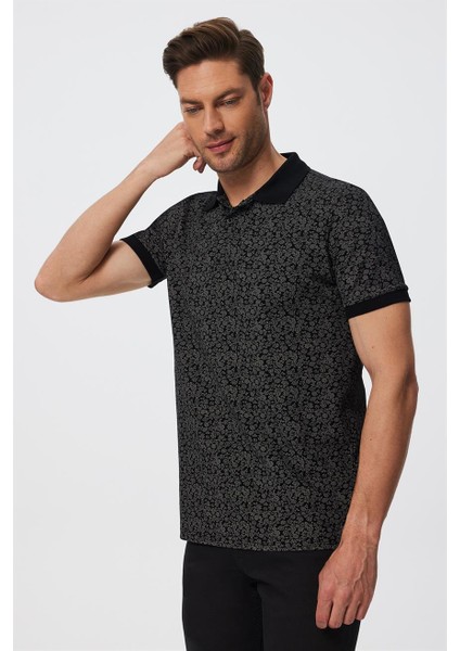 Jaquard Erkek Polo Yaka T-Shirt Siyah fırsatları
