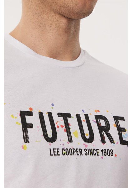 Lee Cooper Davıd Erkek O Yaka T-Shirt Beyaz