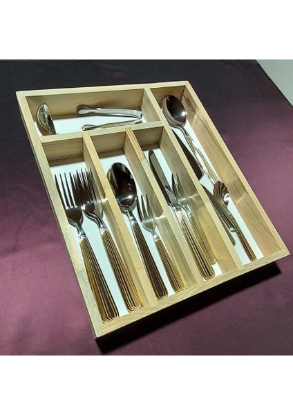 Pasiflora Home Ahşap Modern Çekmece Içi Kaşıklık Beyaz 35x29