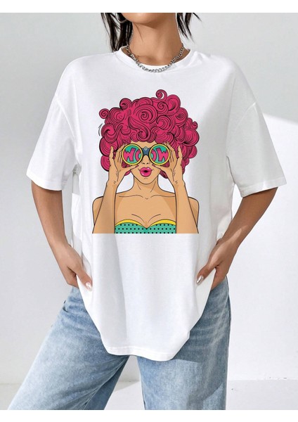 Kadın Woow Woman Baskılı Oversize T-Shirt indirimleri