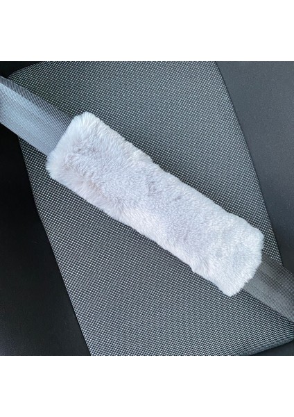 Peluş Seyahat Emniyet Kemer Pedi Kılıfı 2'li Gri
