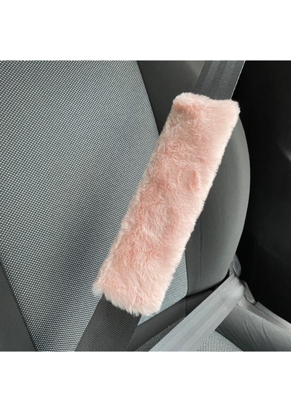 Peluş Seyahat Emniyet Kemer Pedi Kılıfı 2'li Pudra Pembe