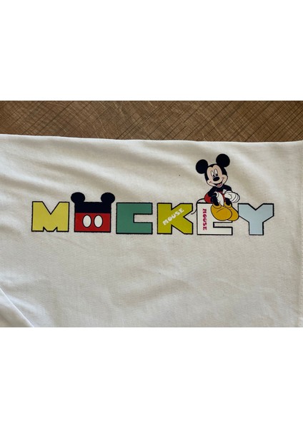 18X6 cm Ütü Ile Yapışan Mickey Yazı Renkli Baskı Transfer Baskı Tişört Baskı Aplike