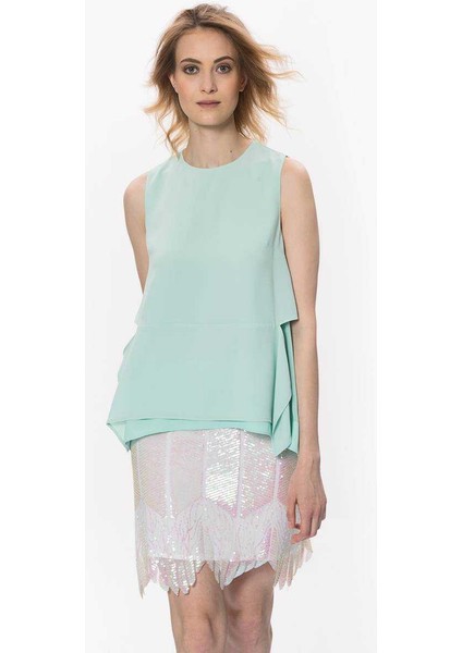 Asimetrik Payetli Etek Beyaz Y1715081_002