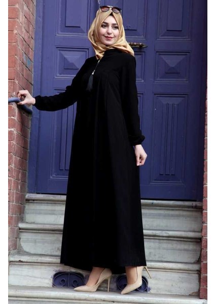 Medine Ipeği Tesettür Pile Detaylı Ferace MDC-0165 Siyah modelleri