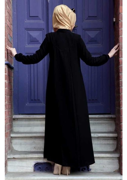 Medine Ipeği Tesettür Pile Detaylı Ferace MDC-0165 Siyah indirimleri