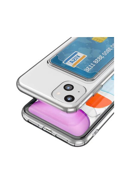 Apple iPhone 14 ile Uyumlu Kartlıklı Kartvizitli Şeffaf Telefon Kılıfı modelleri