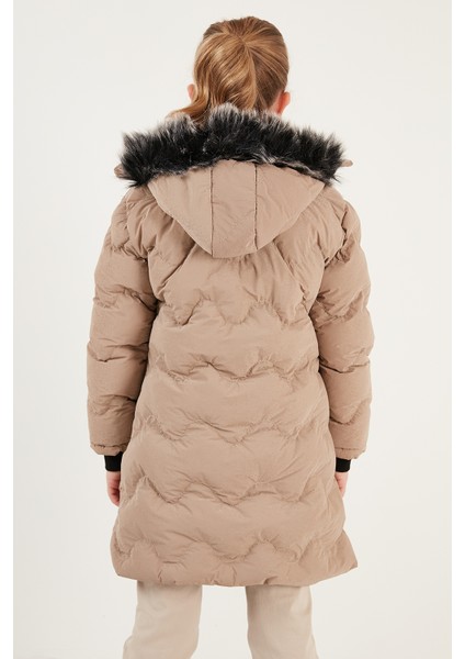 Peluş Astarlı Yakası Suni Kürklü Çıkarılabilir Kapüşonlu Kışlık Mont Kız Çocuk Mont 5761905 indirimleri