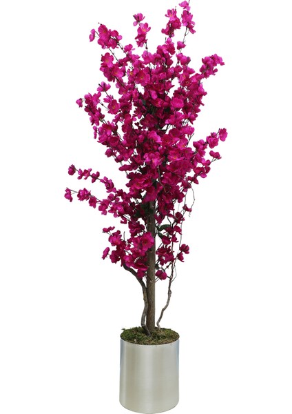 Mor Bahar Dalı 160 cm Yapay Ağaç 25X25 Metal Saksı