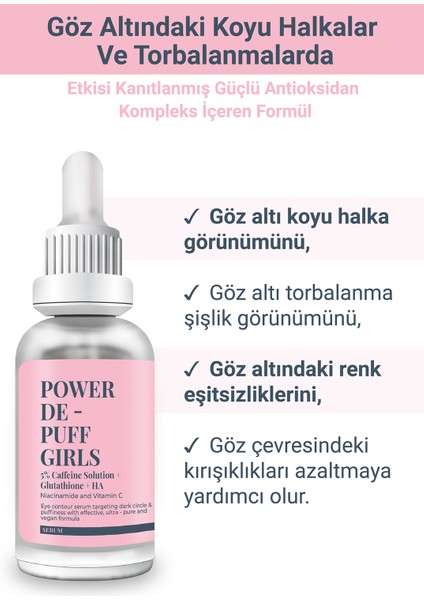 SHE VEC POWER DE-PUFF GIRLS - Göz altındaki koyu halkalar ve torbalanmalarda etkisi kanıtlanmış güçlü antioksidan kompleks içeren formül