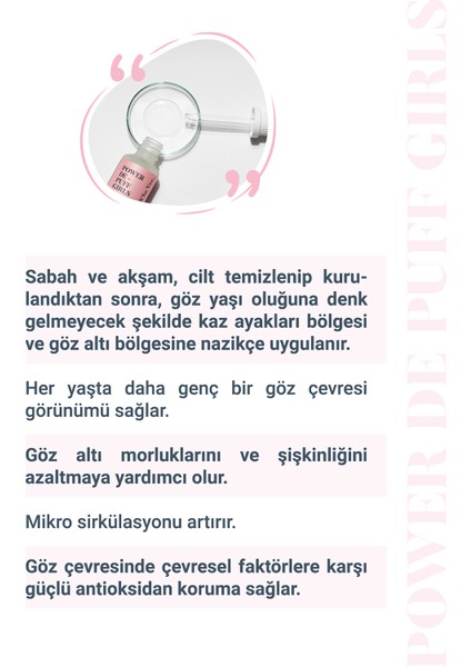 SHE VEC POWER DE-PUFF GIRLS - Göz altındaki koyu halkalar ve torbalanmalarda etkisi kanıtlanmış güçlü antioksidan kompleks içeren formül