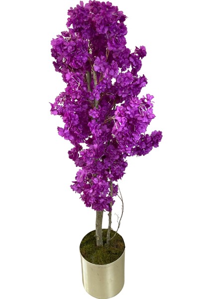Mor Bahar Dalı 160 cm 25X25 Metal Saksı