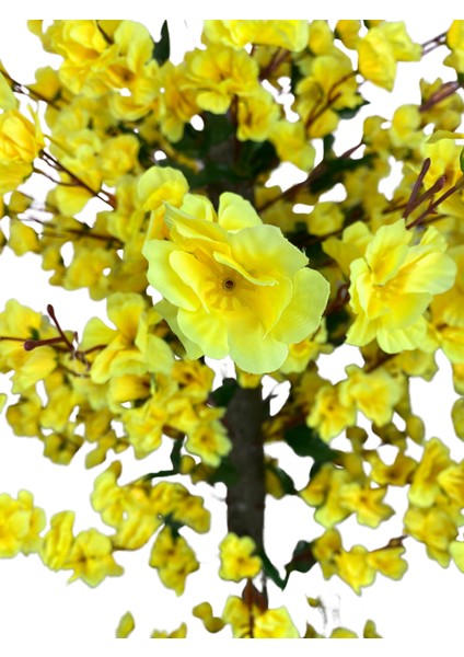 Sarı Bahar Dalı 180 cm Yapay Ağaç 30X25 Gümüş Kemerli Siyah Saksı fırsatları