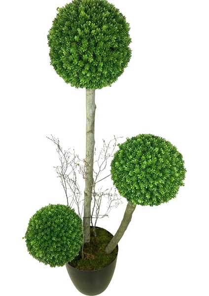 3'lü Çamdalı Şimşir Top 170 cm Yapay Ağaç 30X30 Metal Saksı fiyatları