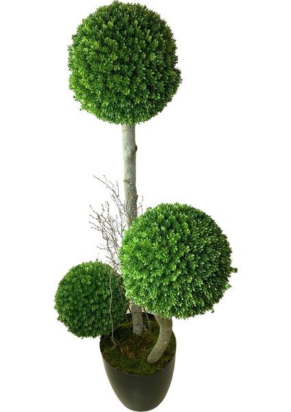 3'lü Çamdalı Şimşir Top 170 cm Yapay Ağaç 30X30 Metal Saksı modelleri