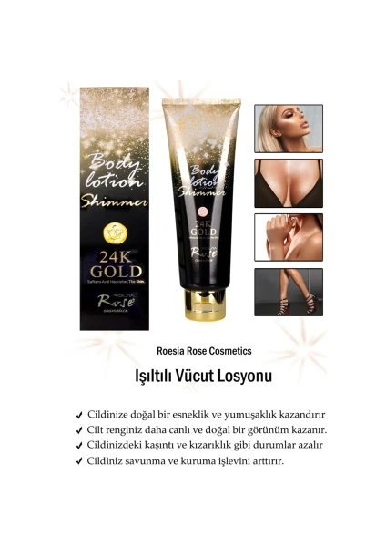 Roesia Rose Vücut Losyonu 24K Altın Işıltılı