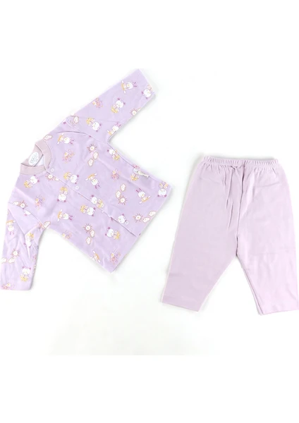 Sebi Bebe Ayılı Kız Baskılı Bebek Pijama Takımı 2329