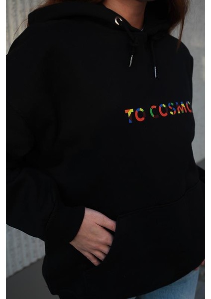 Cosmos Canada Renkli Oversize Hoodie Siyah fırsatları