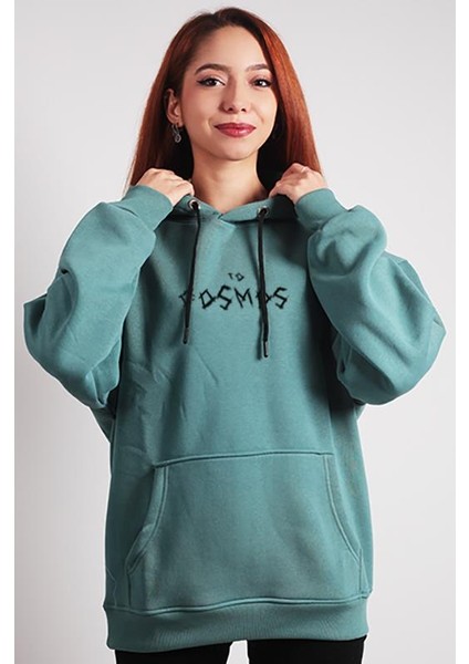 Unisex Oversize Hoodie Scream Themed Mint Green