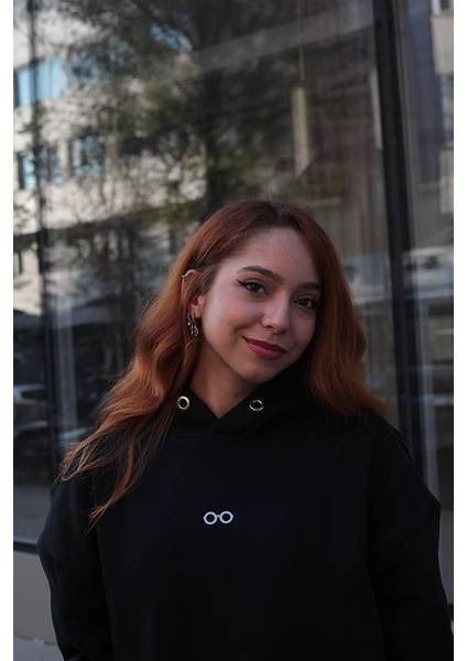 Cosmos Canada Gözlük Unisex Oversize Hoodie Siyah indirimleri