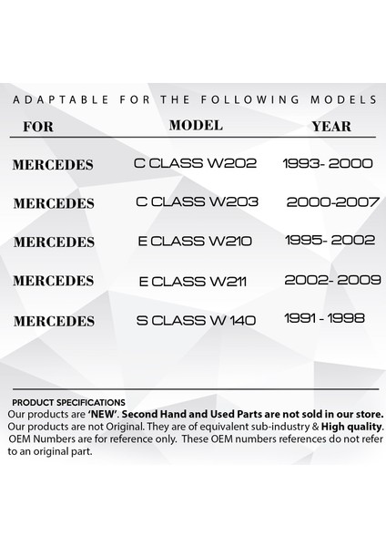 Alpha Auto Part Mercedes C Sınıf (W202-W203) Için Sunroof Perde Izgarası- Gri 2'li