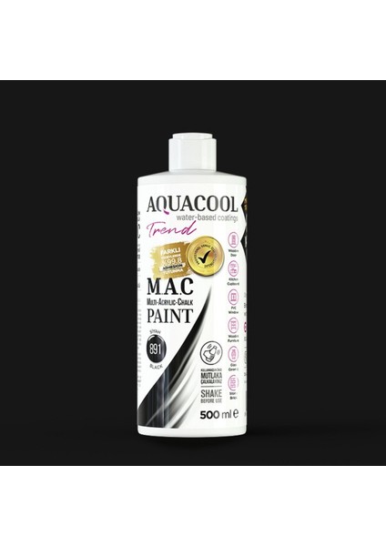Aquacool Multi Akrilik Boya 500ML 891 Siyah