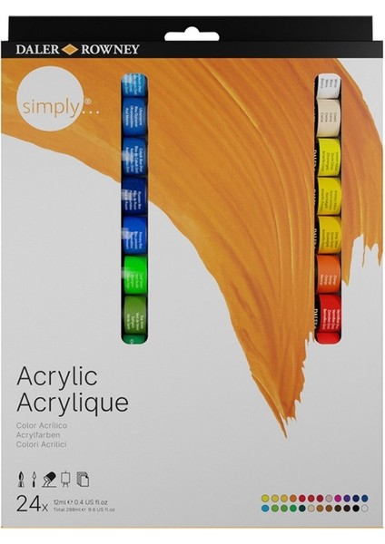 Daler Rowney Simply Akrilik Boya 12ML 24 Renk