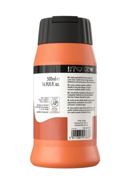 Daler Rowney System 3 Akrilik Boya 500ML 619 Cadmium Orange Hue