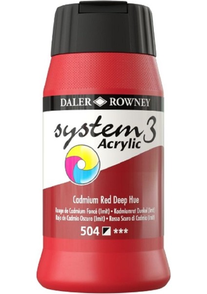 Daler Rowney System 3 Akrilik Boya 500ML 504 Cadmium Red Deep Hue