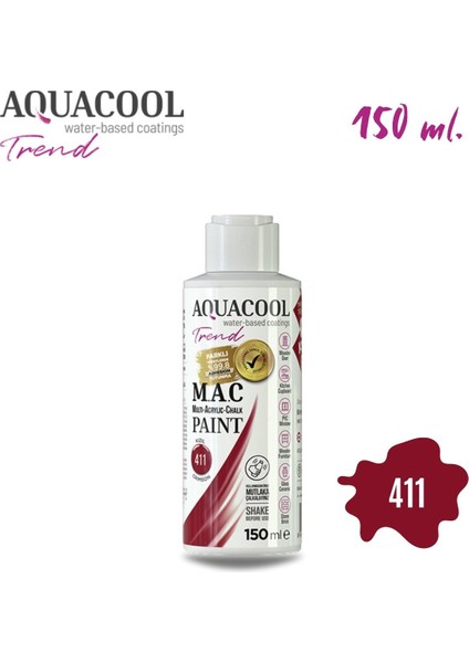 Aquacool Multi Akrilik Boya 150ML 411 Kızıl