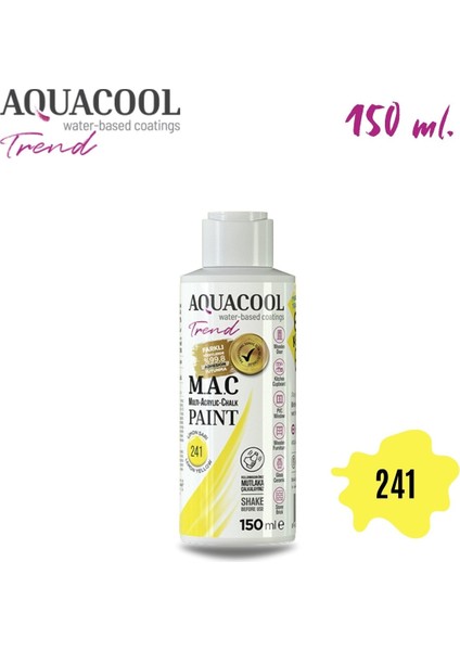 Aquacool Multi Akrilik Boya 150ML 241 Limon Sarı