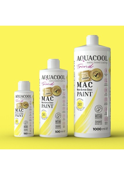 Aquacool Multi Akrilik Boya 150ML 241 Limon Sarı