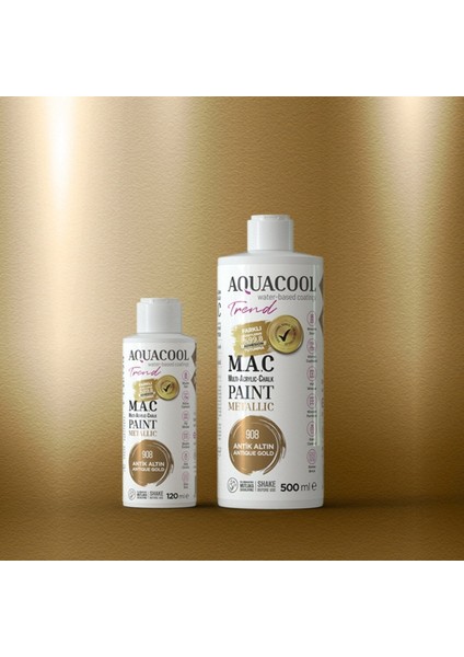 Aquacool Multi Akrilik Boya 120ML 908 Antik Altın