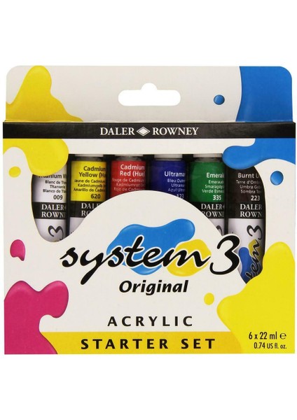 Daler Rowney System 3 Akrilik Boya Başlangıc Seti 6 x 22ML