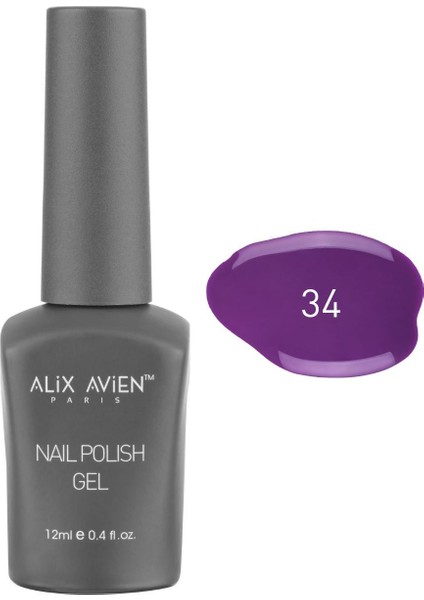 Uv Kalıcı Koyu Mor Jel Oje 34 - Gel Polish - 12 ml