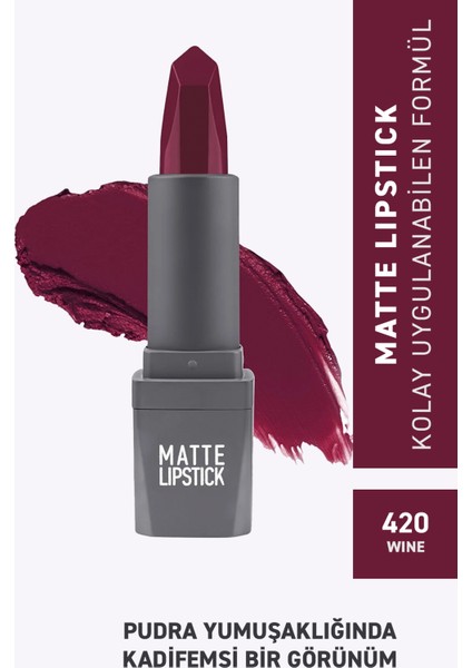 420 Wine Mat Ruj - Kuruma Yapmayan Pürüzsüz Dokunuş ve Kadifemsi Etki - Matte Lipstick