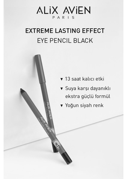 Suya Dayanıklı Siyah Göz Kalemi - 13 Saat Kalıcı Etki - Extreme Lasting Effect Eye Pencil Black